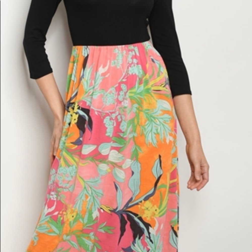 Black and floral maxi dress